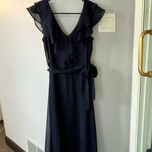 Elegant Navy Blue DKNY Ruffle Dress